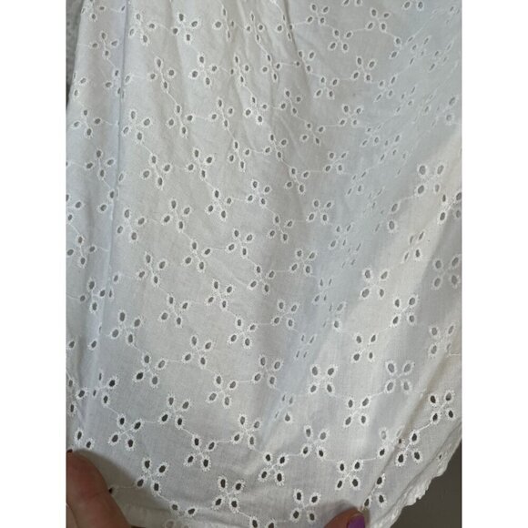 Lane Bryant Milkmaid Top 3X White Off Shoulder Smock Eyelet Neutral Coquette 80s - Picture 9 of 14